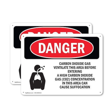 Signmission Carbon Dioxide Gas Ventilate Danger Sign, Plastic, 10in W x 7in L, 2PK OS-2PACK-DS-P-710-L-2413